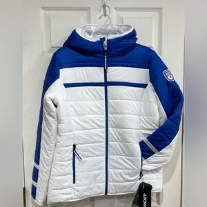 Spyder Womens L Large Ethos Insulated Jacket Blue White NWT 160 grams PrimaLoft